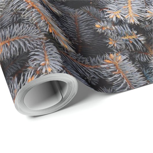 Waldland Winter Blauer Kiefernwald Geschenkpapier (Rolleneckpunkt)