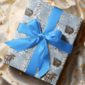 Waldland Winter Elche Weihnachtsbaum Schneeflocke Geschenkpapier