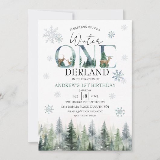 Waldland Winter ONEderland Einladung (Vorderseite)