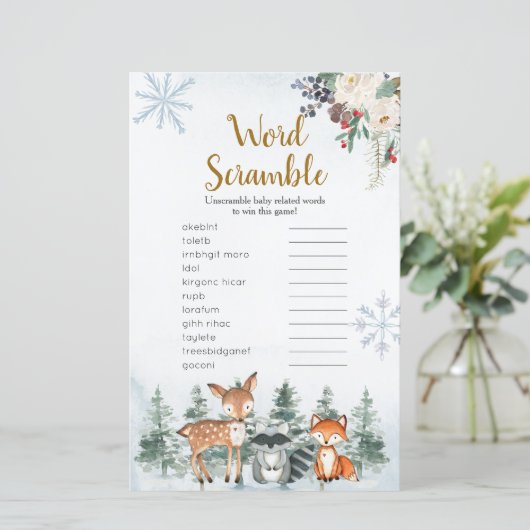 Waldland Winter Tierwald Word Scramble (Stehend Vorderseite)