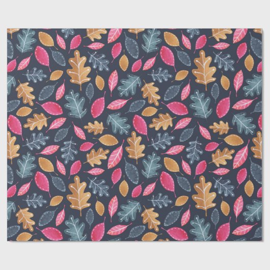 Waldland Winter Wasserfarben Blätter Weihnachten Geschenkpapier (Flach)