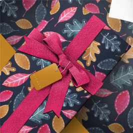 Waldland Winter Wasserfarben Blätter Weihnachten Geschenkpapier