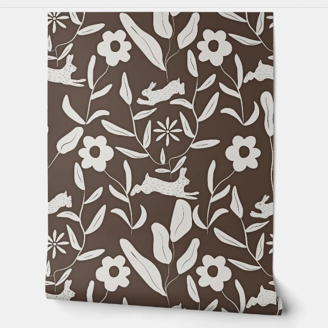 Waldland-Wunderland auf textilbraunem Braun Tapete (Abrollen)