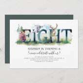 Waldlandacht - 8. Geburtstag Einladung (Vorne/Hinten)