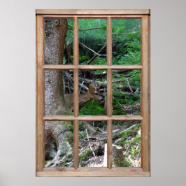 Waldlandansicht aus einem Fenster Poster