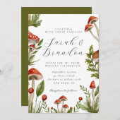Waldlandfall Wasserfarbenfrohe Pilzhochzeit Einladung (Vorne/Hinten)