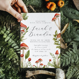 Waldlandfall Wasserfarbenfrohe Pilzhochzeit Einladung