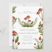 Waldlandfall Wasserfarbenfrohe Pilzhochzeit Einladung (Vorderseite)