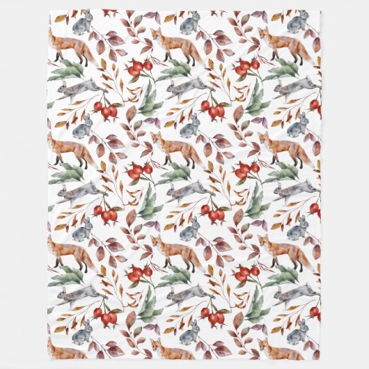 Wäldlandfox und Kaninchenfallfolien Fleecedecke (Vorderseite)