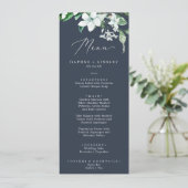 Waldlandgrün | Blue Wedning Dinner Menu Menükarte (Stehend Vorderseite)