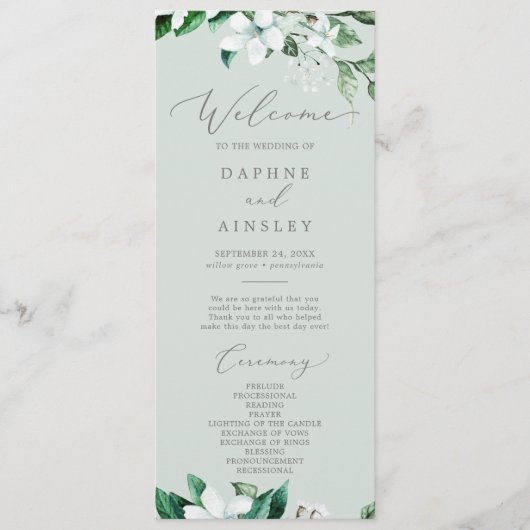 Waldlandgrün | Mint Green Wedding Program Programm (Vorderseite)