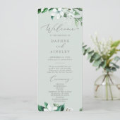 Waldlandgrün | Mint Green Wedding Program Programm (Stehend Vorderseite)
