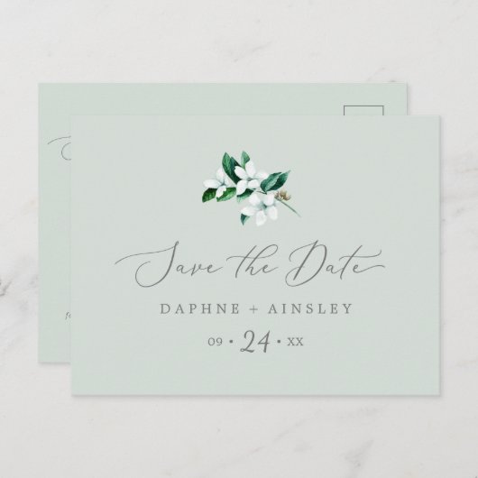 Waldlandgrün | Minze Save the Date Postkarte (Vorne/Hinten)