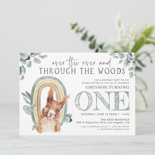 Waldlandgrün | Waldtiere und Regenbogen (Stehend Vorderseite)