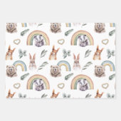 Waldlandgrün | Waldtiere und Regenbogen Geschenkpapier Set (Vorderseite)