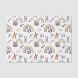 Waldlandgrün | Waldtiere und Regenbogen Seidenpapier