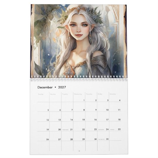 Waldlandmärchen Vintage Jugendstil Fantasy Fee Kalender (Dez 2027)