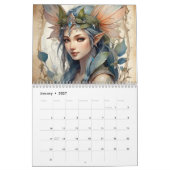 Waldlandmärchen Vintage Jugendstil Fantasy Fee Kalender (Jan 2027)