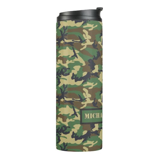 WaldlandMilitairy Camouflage-Druck - Thermosbecher (Nach links gedreht)