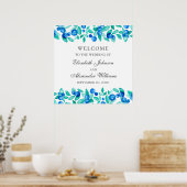 Waldlandminze blaues Willkommensschild. Heidelbeer Poster (Küche)