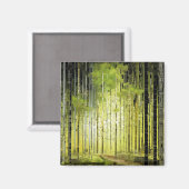 Waldlandschaft Art Deco Malerisches Mosaik Magnet (Vorderseite/Rückseite)