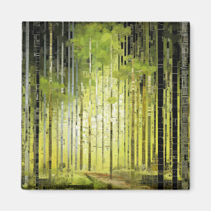 Waldlandschaft Art Deco Malerisches Mosaik Magnet