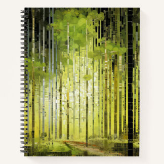Waldlandschaft Art Deco Malerisches Mosaik Notizblock