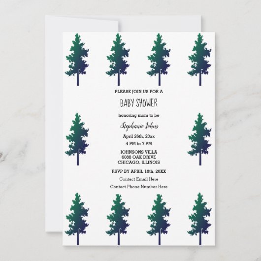 Waldlandschaft Bäume Kinderduschmädchen 2024 Einladung (Vorderseite)