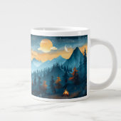Waldlandschaft, Camping mit Bäumen und Jumbo-Tasse (Rechts)
