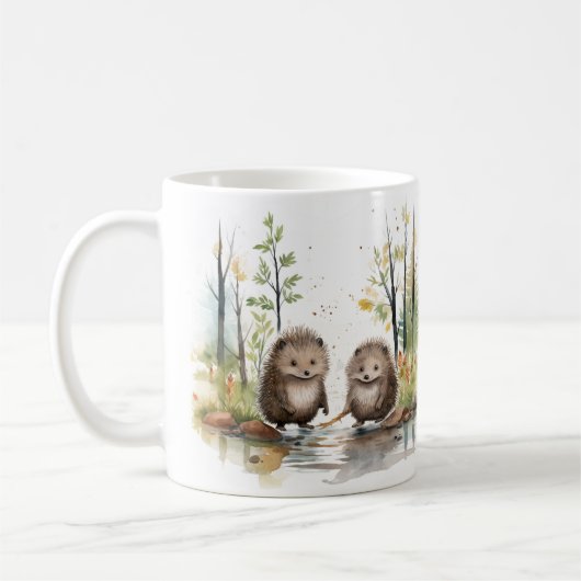 Waldlandschaft glückliche Sumpfporcupine Kaffeetasse (Links)