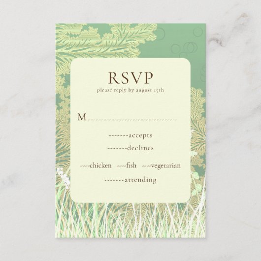 Waldlandschaft Grüne Hochzeit RSVP-Karte Begleitkarte (Vorderseite)