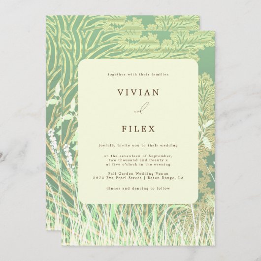 Waldlandschaft Hochzeit Einladung (Vorne/Hinten)