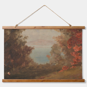 Waldlandschaft im Herbst Hudson oder Maine 1860 Ar Wandteppich Mit Holzrahmen