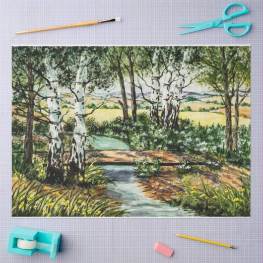 Waldlandschaft in der Fernzeit Seidenpapier (Basteln)