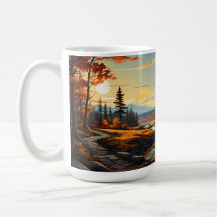 Waldlandschaft in der Herbstsaison Kaffeetasse