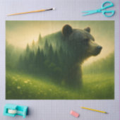 Waldlandschaft mit Bär – Wildlife-Natur-Decoupage  Seidenpapier (Basteln)