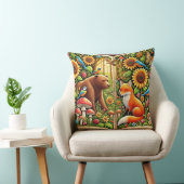 Waldlandschaft mit Bären, Fox, Sonnenblumen Kissen (Stuhl )