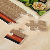 Waldlandschaft mit Bären, Fox, Sonnenblumen Puzzle (Seite)