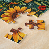 Waldlandschaft mit Füchse, Vögel, Sonnenblumen Puzzle (Seite)