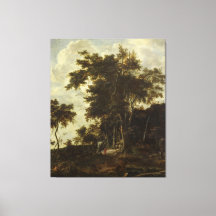 Waldlandschaft mit Holzschuppen,