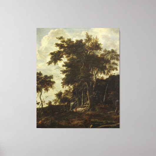 Waldlandschaft mit Holzschuppen, Leinwanddruck (Vorderseite)