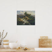 Waldlandschaft mit Wasserfall Poster (Küche)
