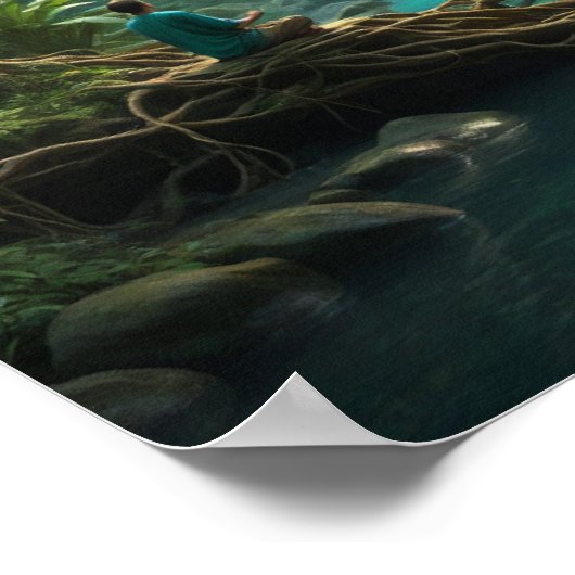 Waldlandschaft mit Wasserfall Poster (Ecke)