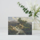 Waldlandschaft mit Wasserfall Postkarte (Stehend Vorderseite)