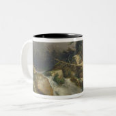 Waldlandschaft mit Wasserfall Zweifarbige Tasse (Vorderseite Links)