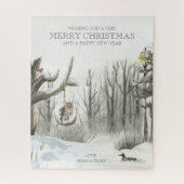 Waldlandschaft Optionaler Text Schnee Weihnachten Puzzle (Vertikal)