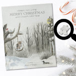 Waldlandschaft Optionaler Text Schnee Weihnachten Puzzle<br><div class="desc">Personalisiertes Winterlandschaftspuzzle mit vollständig editierbarem Text,  der für jeden Anlass personalisiert oder ganz gelöscht werden kann. Das Design besticht durch eine inmitten des Winterwaldes gelegene Naturlandschaft mit dem warmen Glühen einer Straßenlampe,  einer Ente am See,  einer Eule am Schaukel und einem Rotkehlchen im Baum.</div>