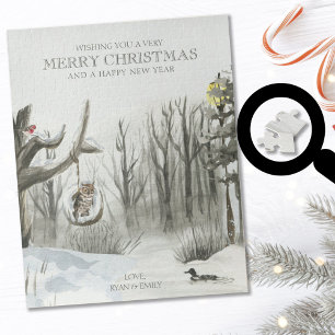 Waldlandschaft Optionaler Text Schnee Weihnachten Puzzle