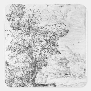 Waldlandschaft Quadratischer Aufkleber