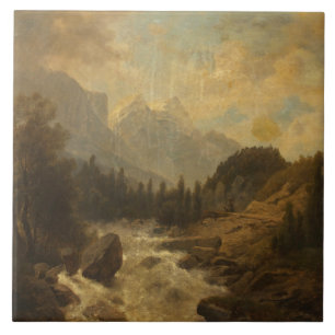 Waldlandschaft Szene (von Josef Kriehuber) Fliese